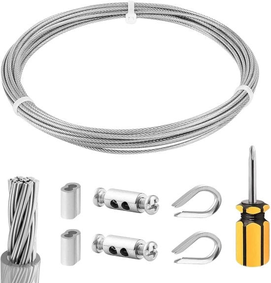Cavo elettrico 6 m - Acciaio inox - Rivestimento in nylon - Cavo metallico - Accessori - Resistente alla corrosione - Cavo metallico