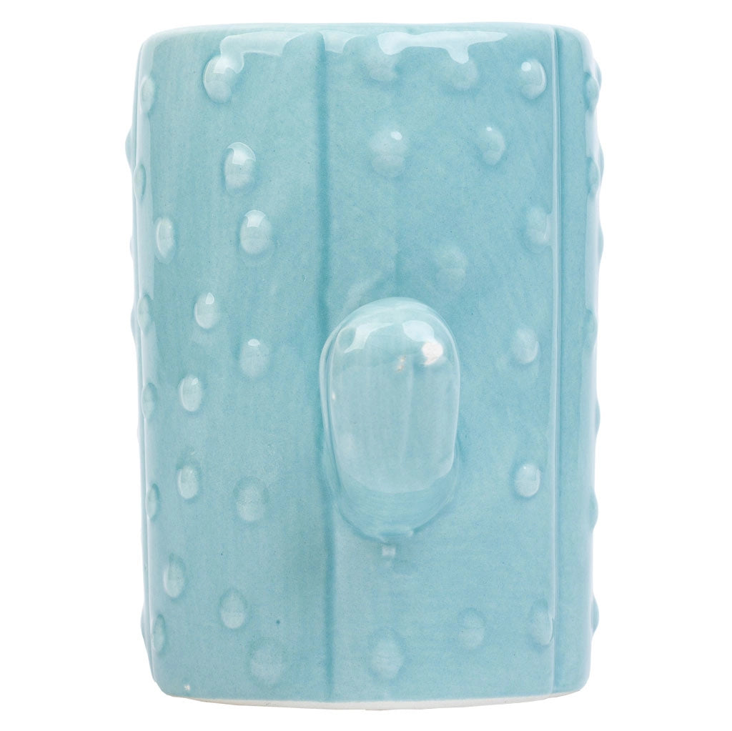 Portapenne cactus in ceramica blu 13,5x7,8x11h