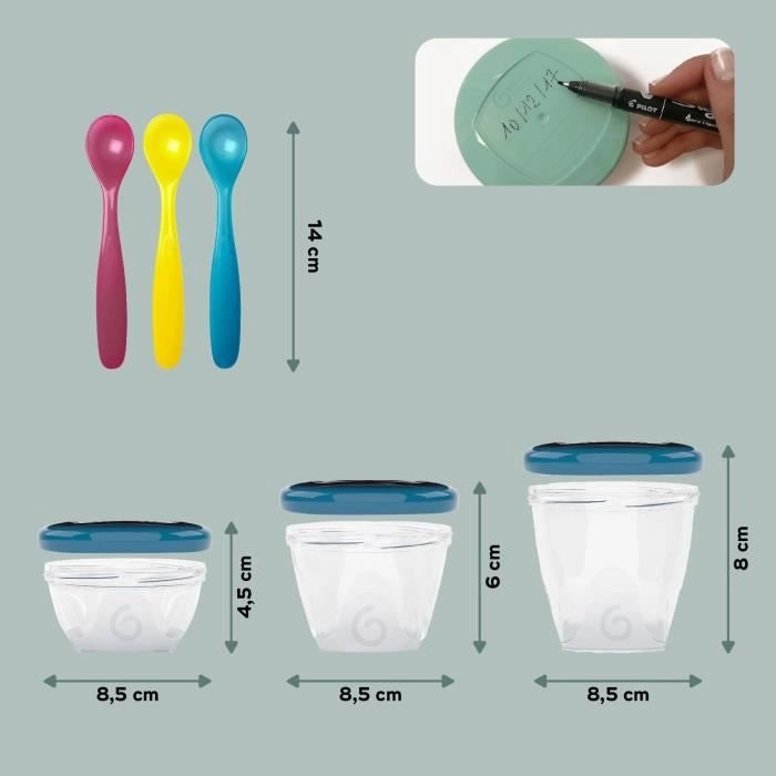 BABYMOOV Babybols Kit XXL MultiSet 12 vasetti + 3 cucchiaini morbidi