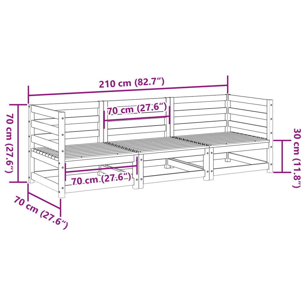 Set Divani da Giardino 3 pz | Set Salotto da Giardino in Legno Massello di Pino
