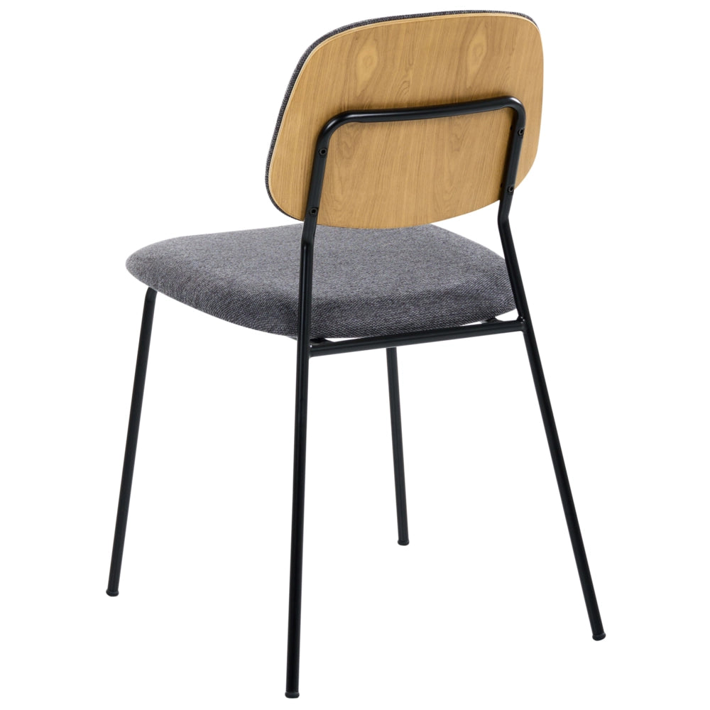 Set di 4 sedie da pranzo grigio nero poliestere gambe in ferro senza braccioli cappucci protettivi design minimalista moderno impilabili