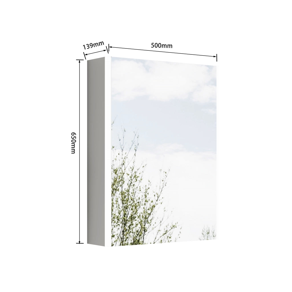 Mobiletto a specchio da 50 cm a parete, mobiletto a specchio da bagno con 1 anta, bianco, preassemblato senza necessit¨¤ di montaggio, luci LED a