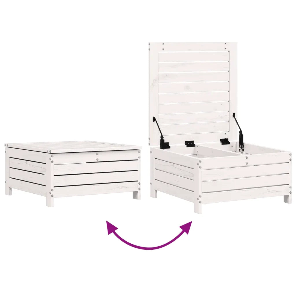 Sedia da giardino-Poggiapiedi da Giardino con Cuscino Legno Massello Pino Bianco 123478