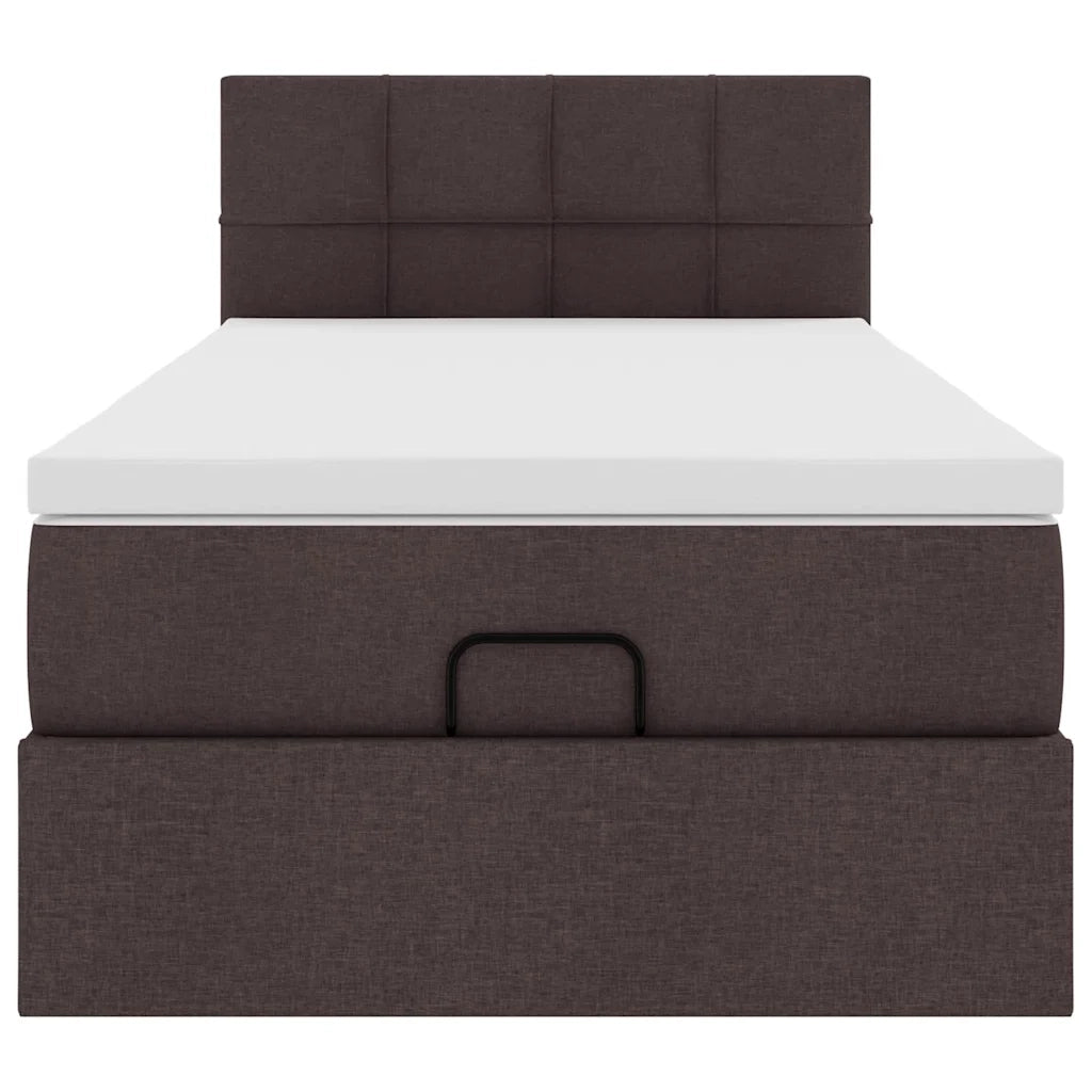 Pouf Letto con Materasso Marrone Scuro 100x200 cm in Tessuto 3311438