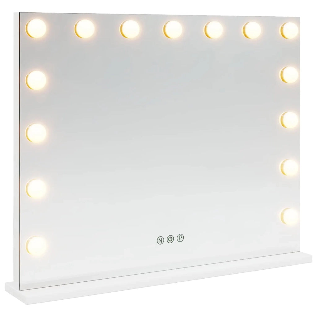 Specchio LED da Vanità Bianco 58 x 10 x 47 cm Vetro e acciaio