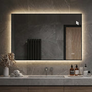 Specchio bagno led 50x70 cm retroilluminato con cornice in alluminio; antiappannamento