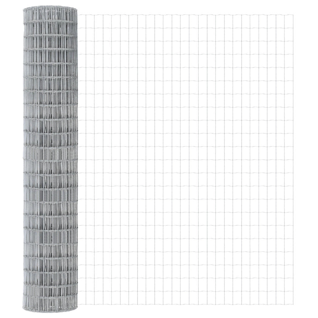 Recinzione Euro con 10 Pilastri Argento 1,6x10 m Acciaio