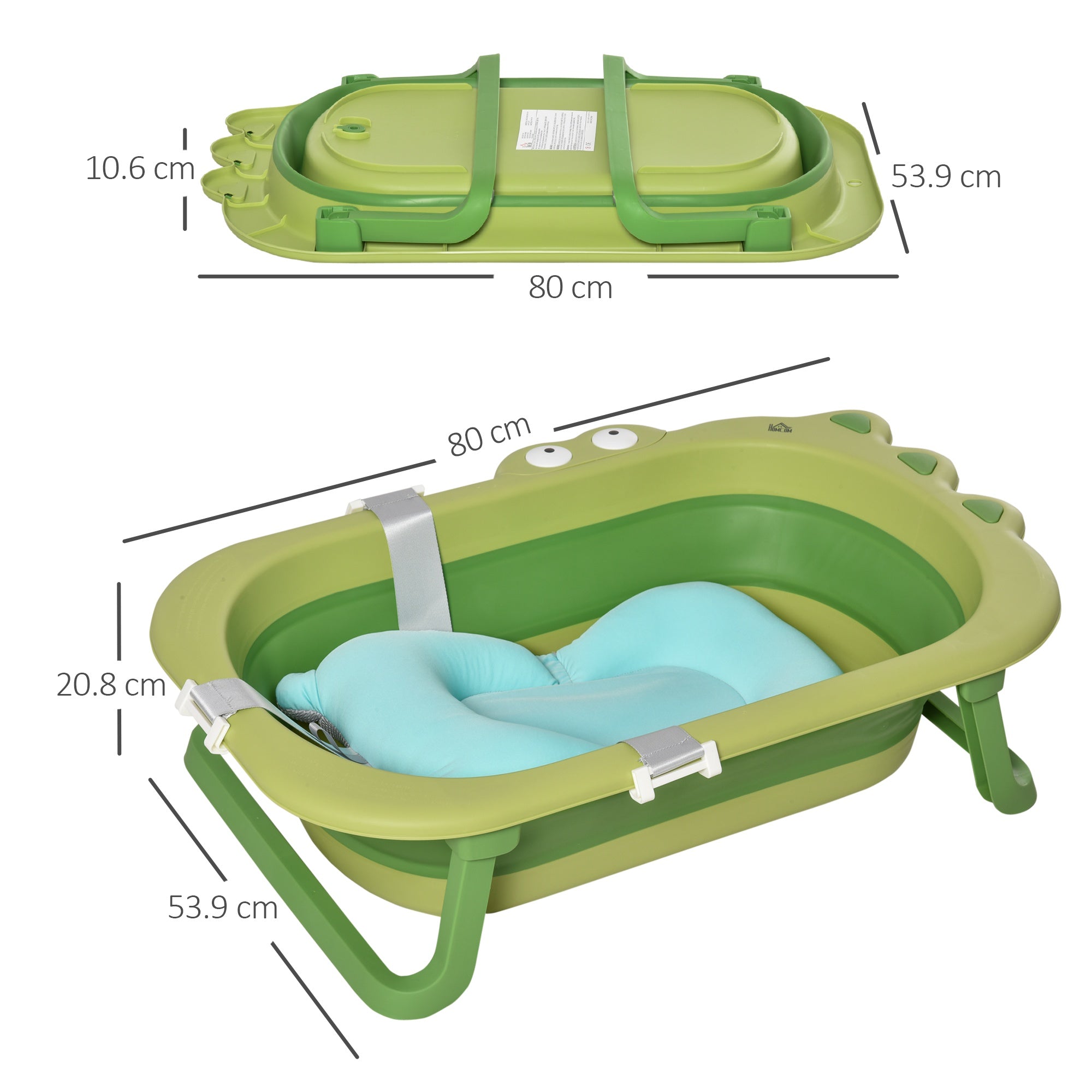 Vaschetta Bagnetto per Bambini 80x53,9x20,8 cm Antiscivolo Pieghevole Verde