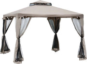 Pavilione da Giardino - Tenda per Feste - 4 Portali - Resistente al Tempo - Grigio Scuro - 3 x 3 x 2,6 m