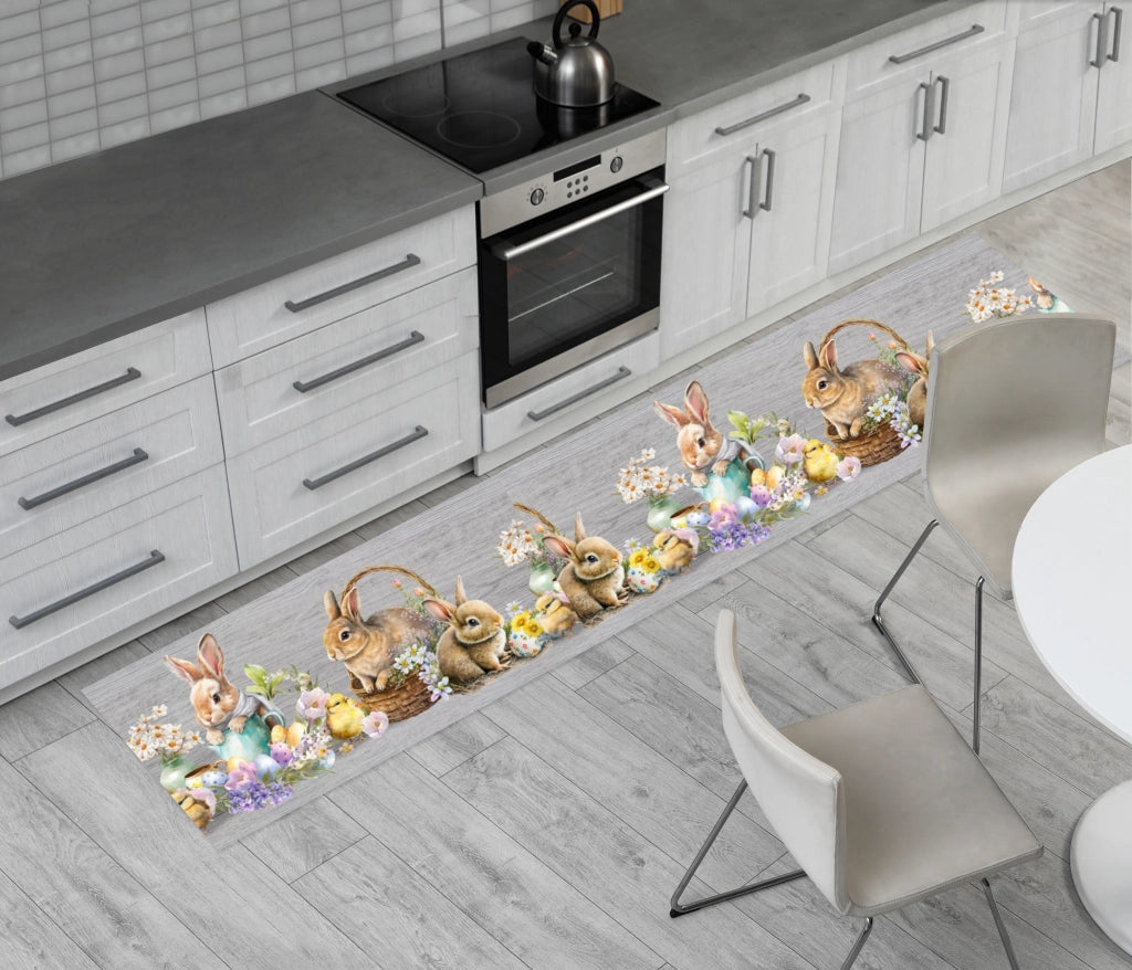 Tappeto Pasqua Passatoia Cucina Antiscivolo Sottolavello Disegno Basket Easter - 50x90 - Basket Easter