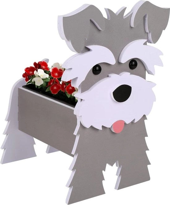 Vaso di fiori con carino cane - contenitore per piante per interni ed esterni - decorazione giardino - schnauzer.