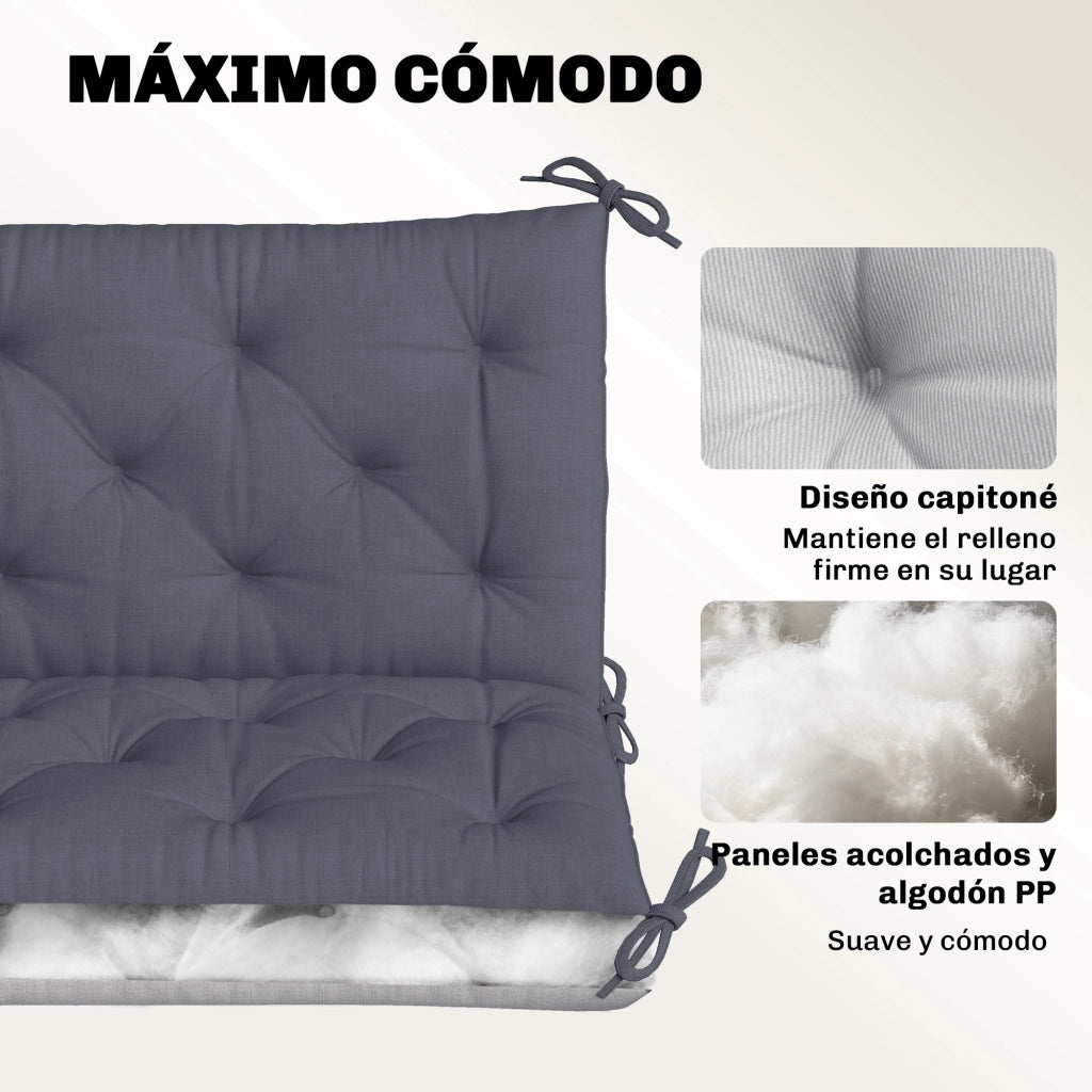 Cuscino per Panchina 3 Posti ¨C zephmum ¨C Grigio 150x98x8 cm