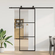 Porta Scorrevole con Ferramenta Nera 76x205 cm in Vetro ESG 3375921