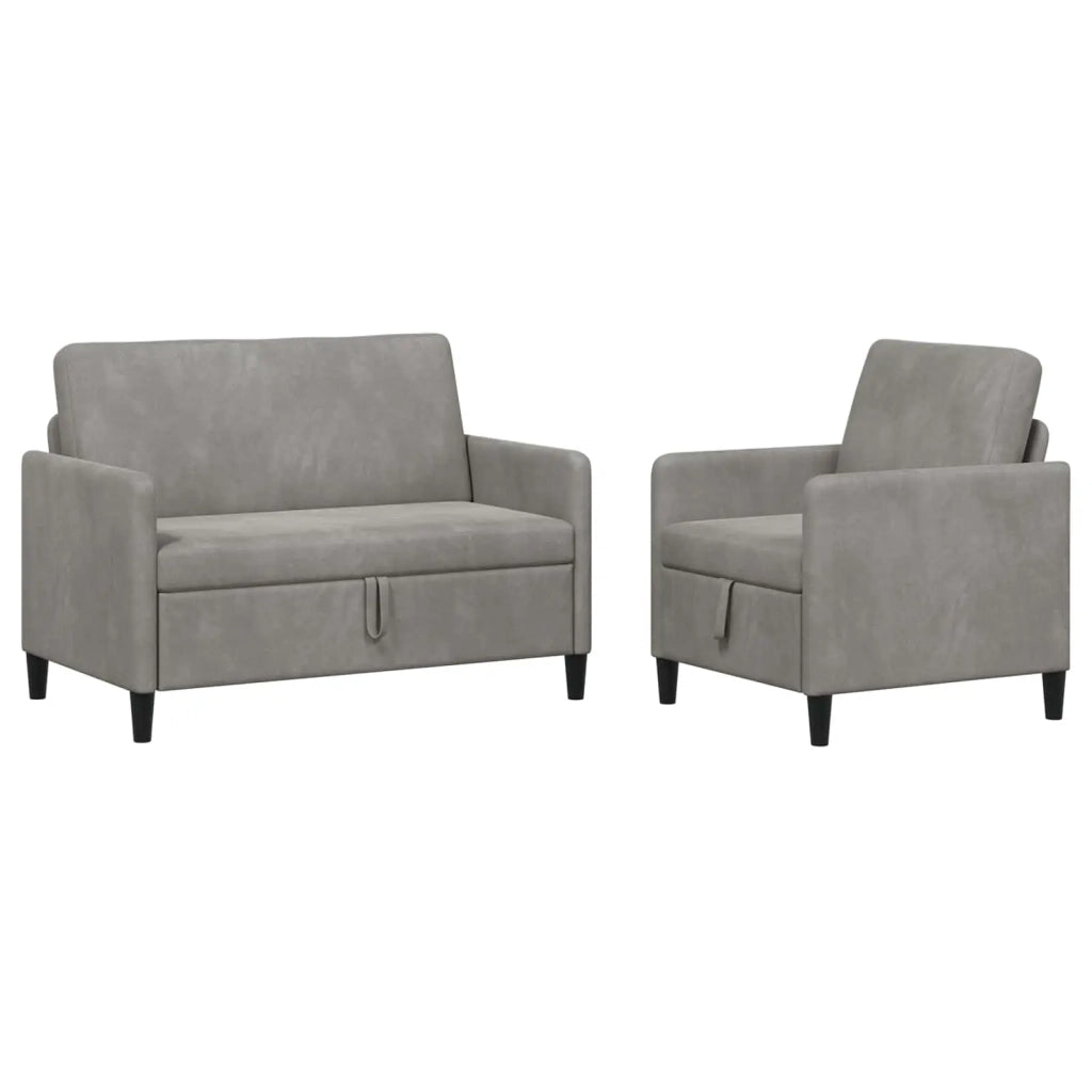 Set di Divani con Storage 2 pz Grigio Chiaro Poliestere 3429162