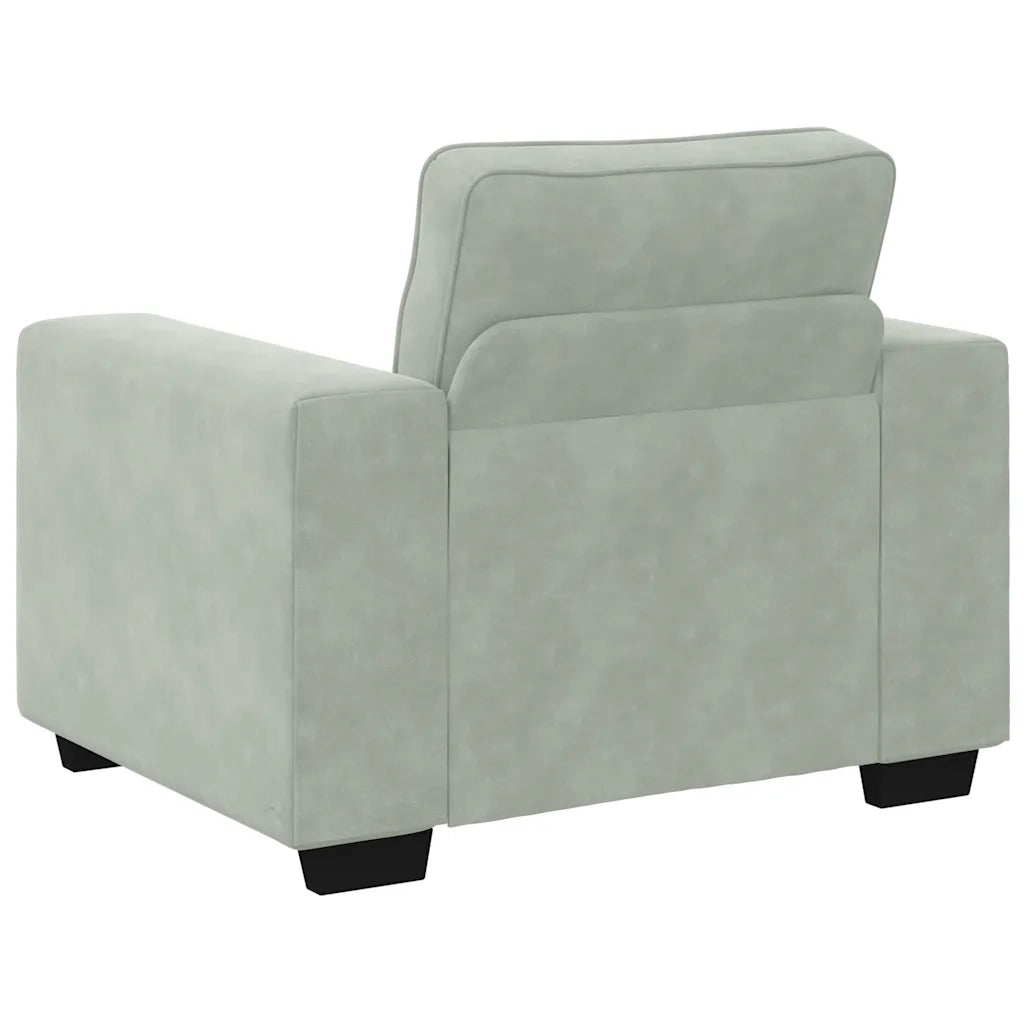 Set di Divani 3 pz con Cuscini Grigio Chiaro in Velluto