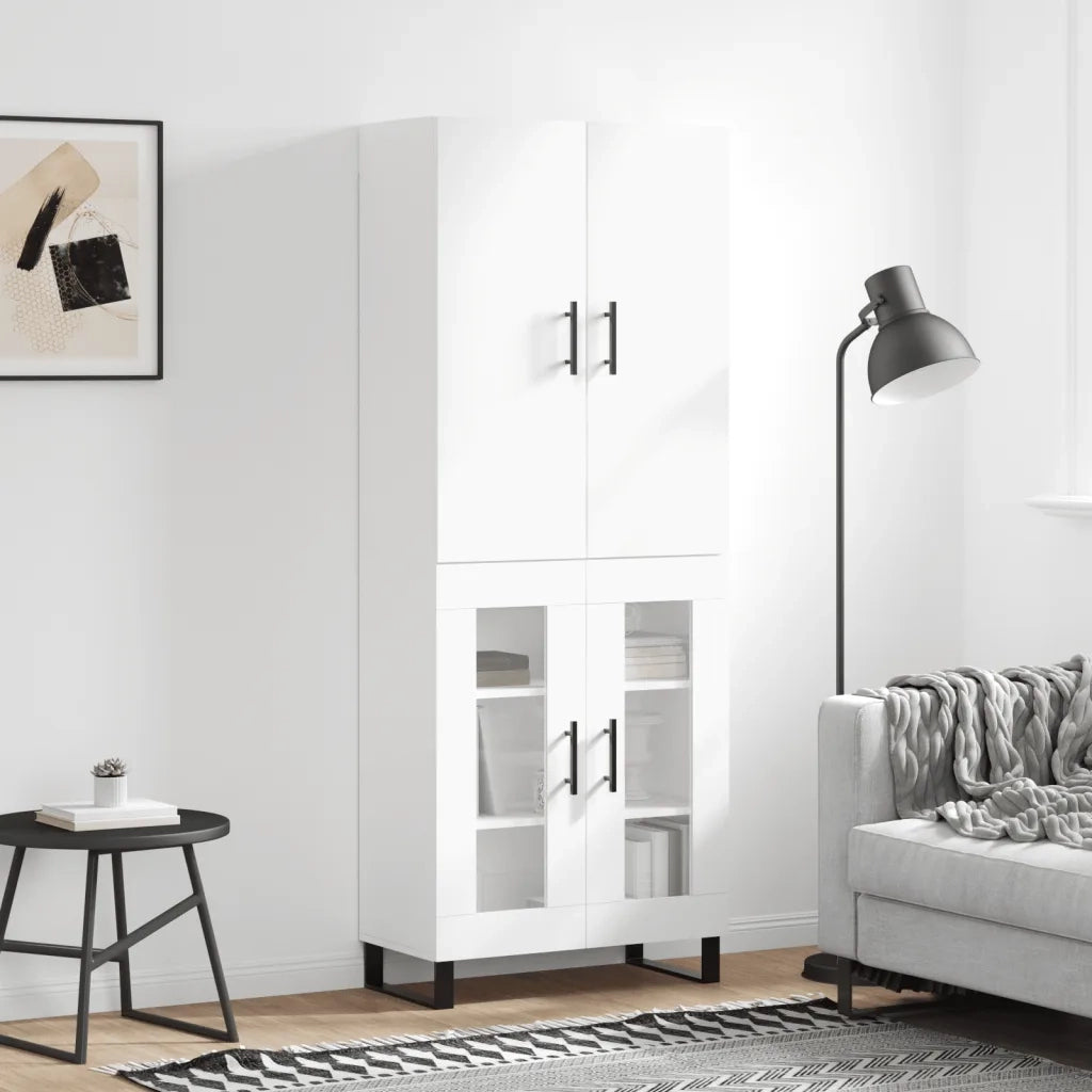 Credenza | Madia | Buffet da pranzo | Armadio da pranzo Bianca 69,5x34x180 cm in Legno Multistrato