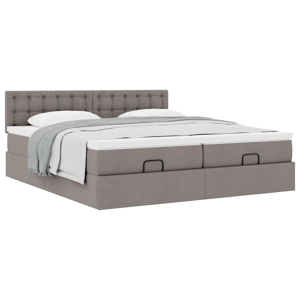 Struttura Letto Pouf con Materassi Tortora 180x200cm in Tessuto 3312040
