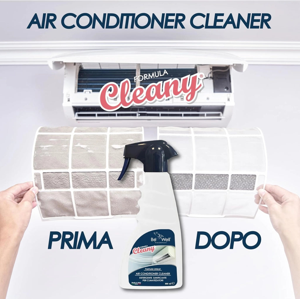 CLEANY Air Conditioner Detergente Antiodore Igienizzante Climatizzatori per Filtri e Componenti, Spray Condizionatori Igienizzante Azione Immediata, Pulisce a Fondo, Elimina i Cattivi Odori