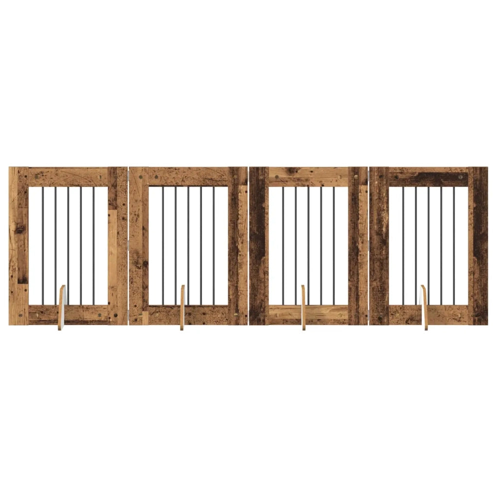 Cancello per cani con supporti 4 pcs Legno antico 60 x 80 cm 892101