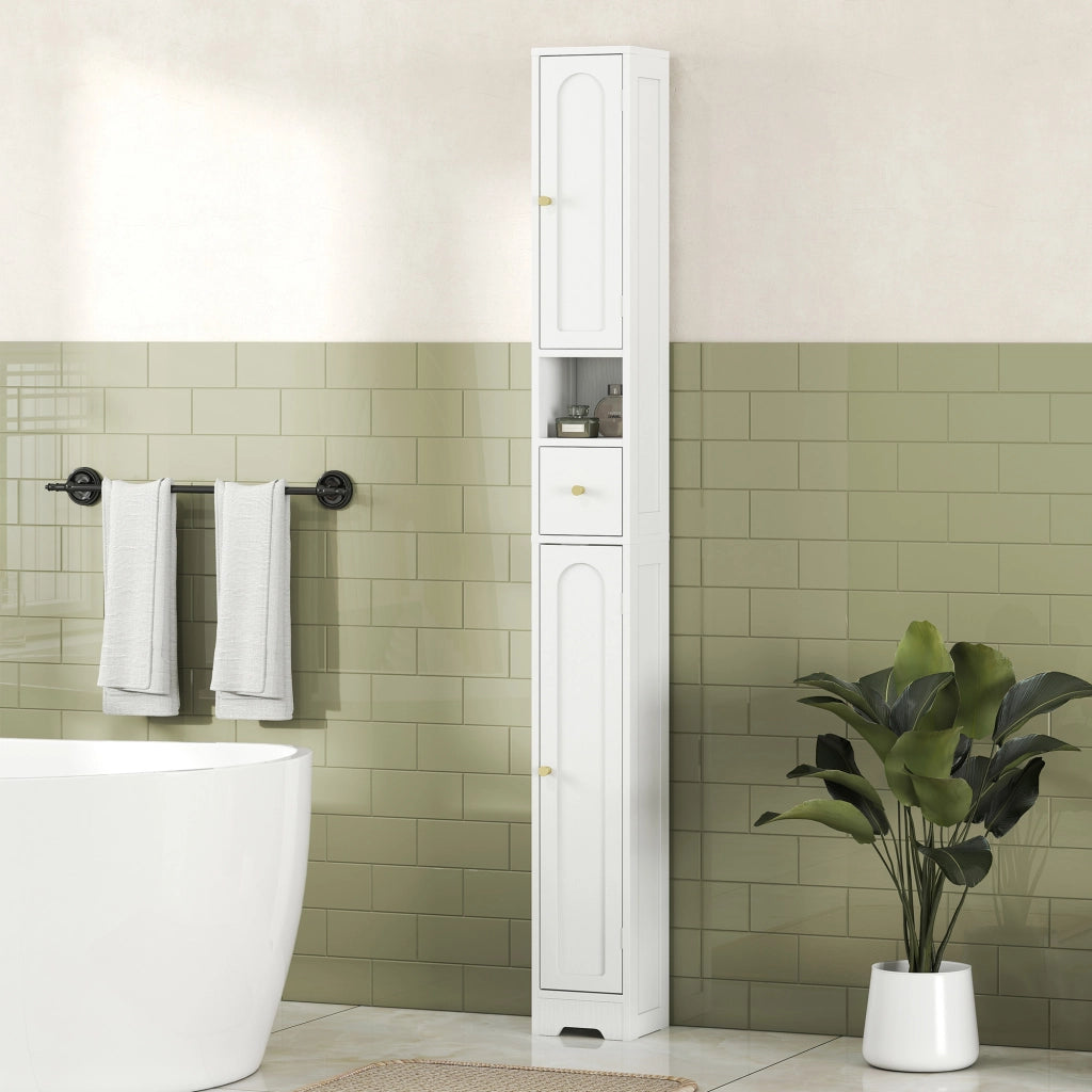 Mobile colonna bagno ¨C zephmum ¨C 2 ante, cassetto, bianco