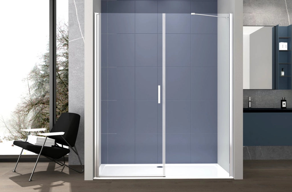 Box doccia 2 lati 70x100 cm fisso + porta 1 battente H200 cm cristallo 6mm profilo CROMATO LUCIO