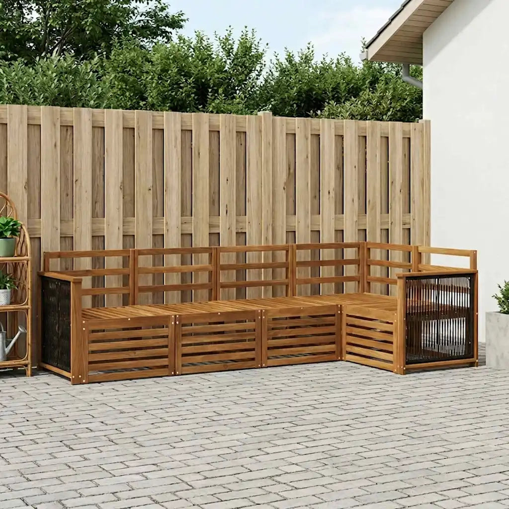 Set divano sezionale 4 pcs Naturale Legno di Acacia Massello