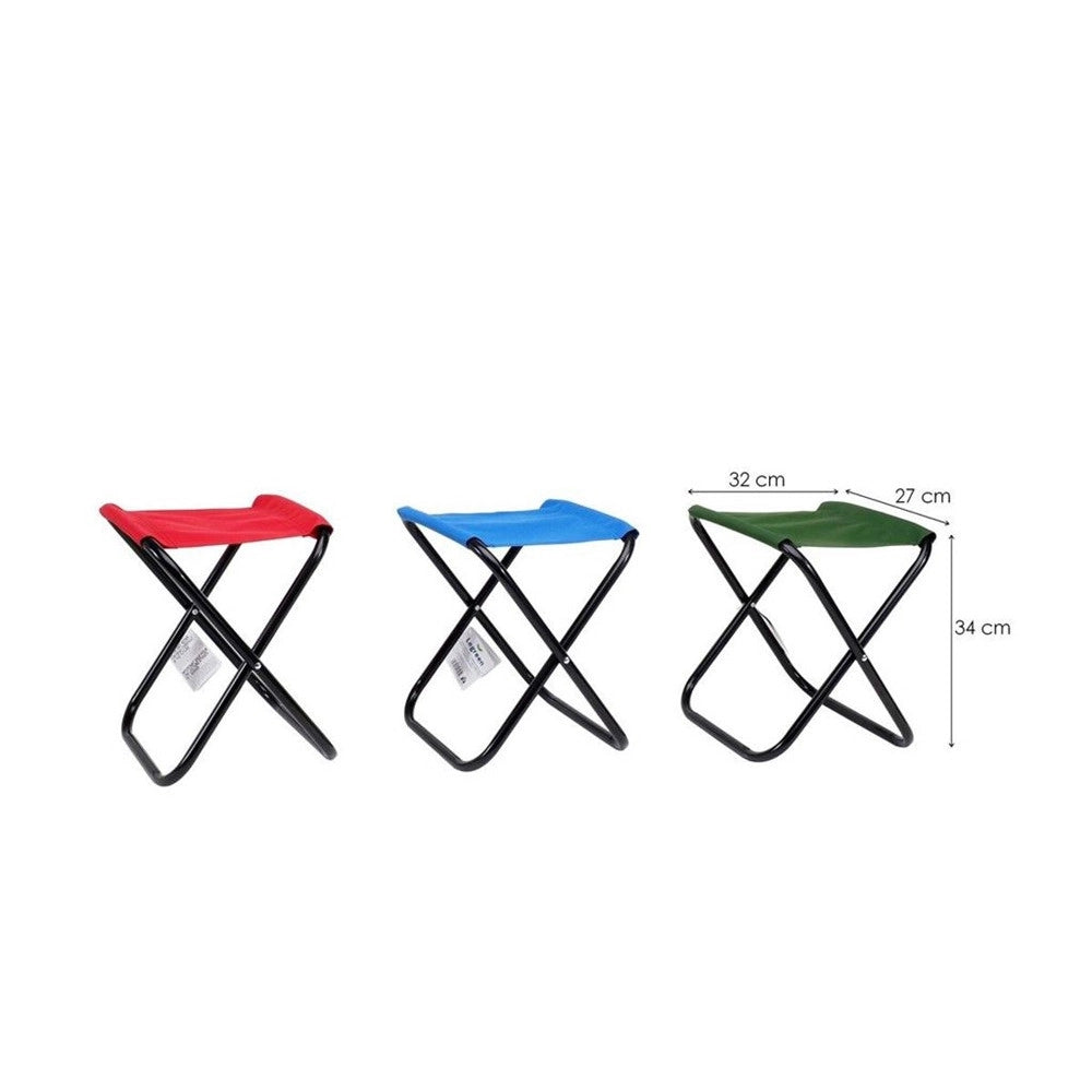 Trade Shop - Set 6pz Sgabello Camping Pesca Mini Sedia Spiaggia Pieghevole In Metallo Tessuto 020227 -