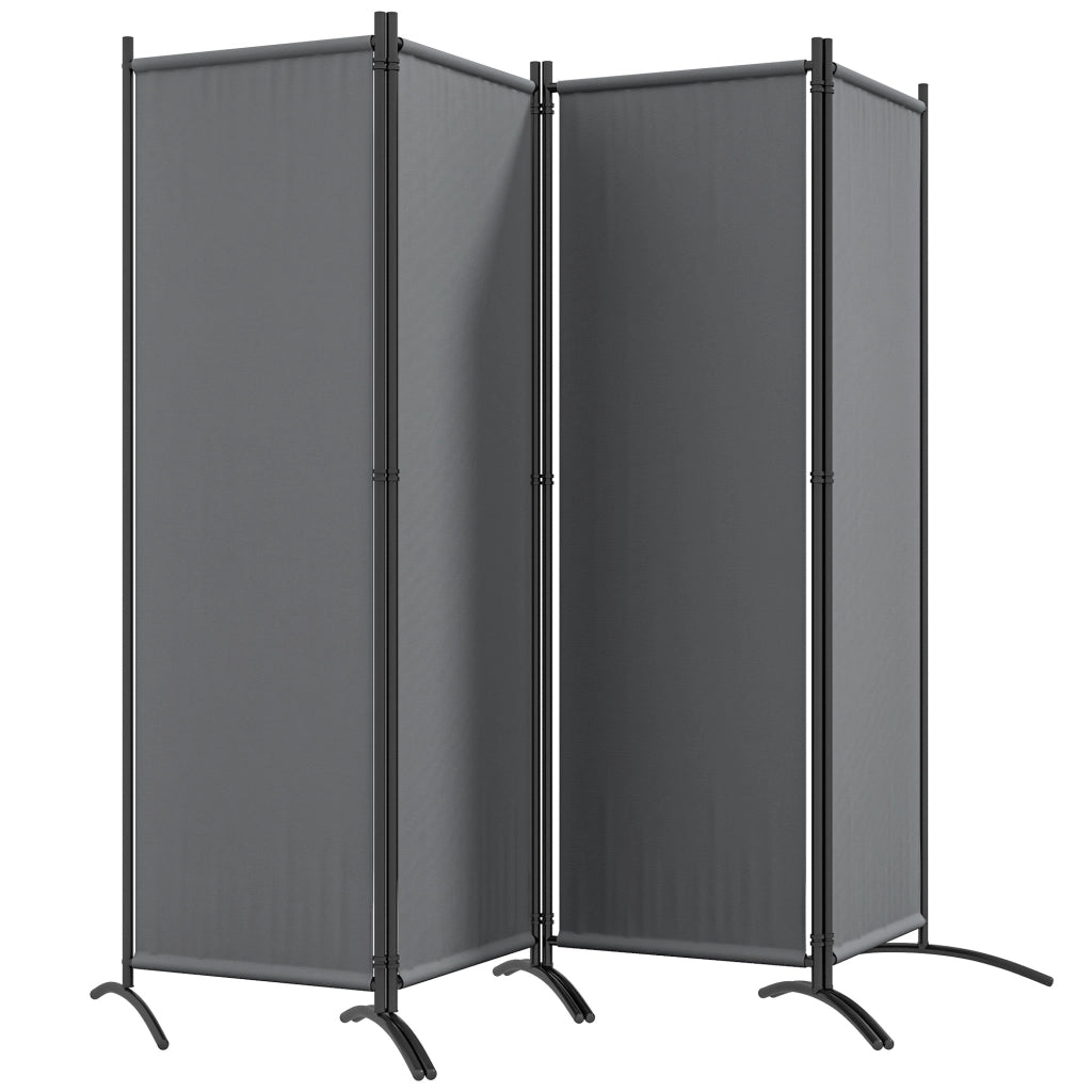 Paravento da Esterno e Interno a 4 Pannelli Pieghevole ¨C zephmum ¨C Grigio Scuro, 221x50x172cm