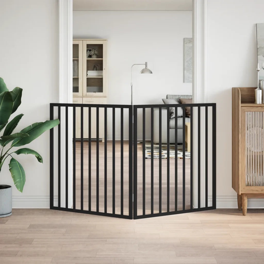Cancelletto per cani pieghevole 2 pannelli nero 160 cm in legno di pioppo 352194