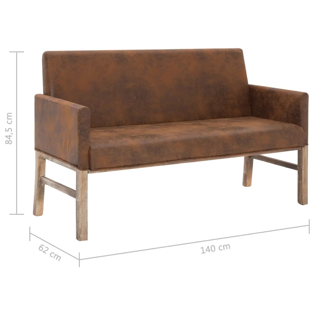 Panca con Braccioli 140 cm Marrone in Similpelle Scamosciata cod mxl 50673