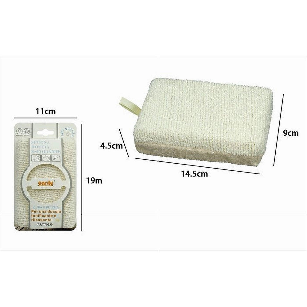 Trade Shop - Spugna Doccia Esfoliante Tonica Rilassa Cura Della Pelle Corpo Bagno Beige 79639 -