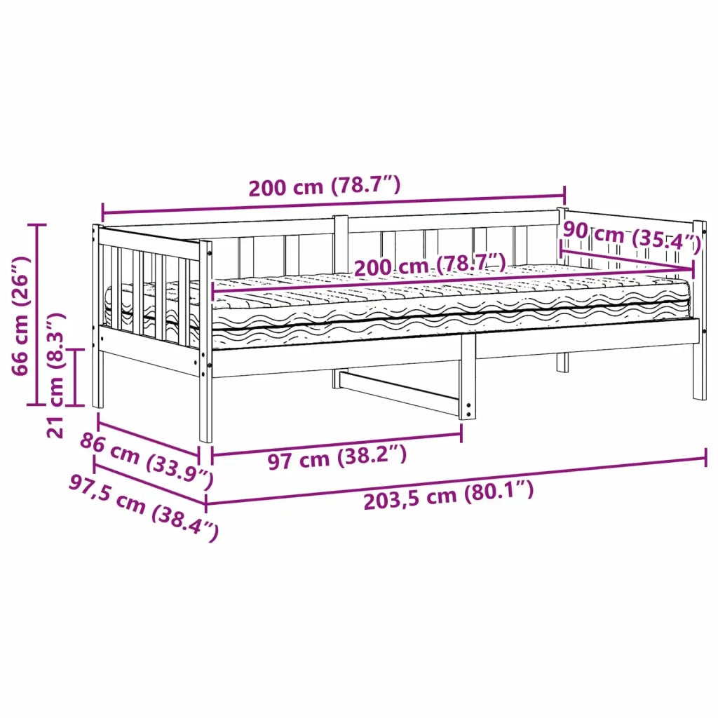 Letto Giorno con materasso Marrone Cera e Bianco 90 x 200 cm 3422765