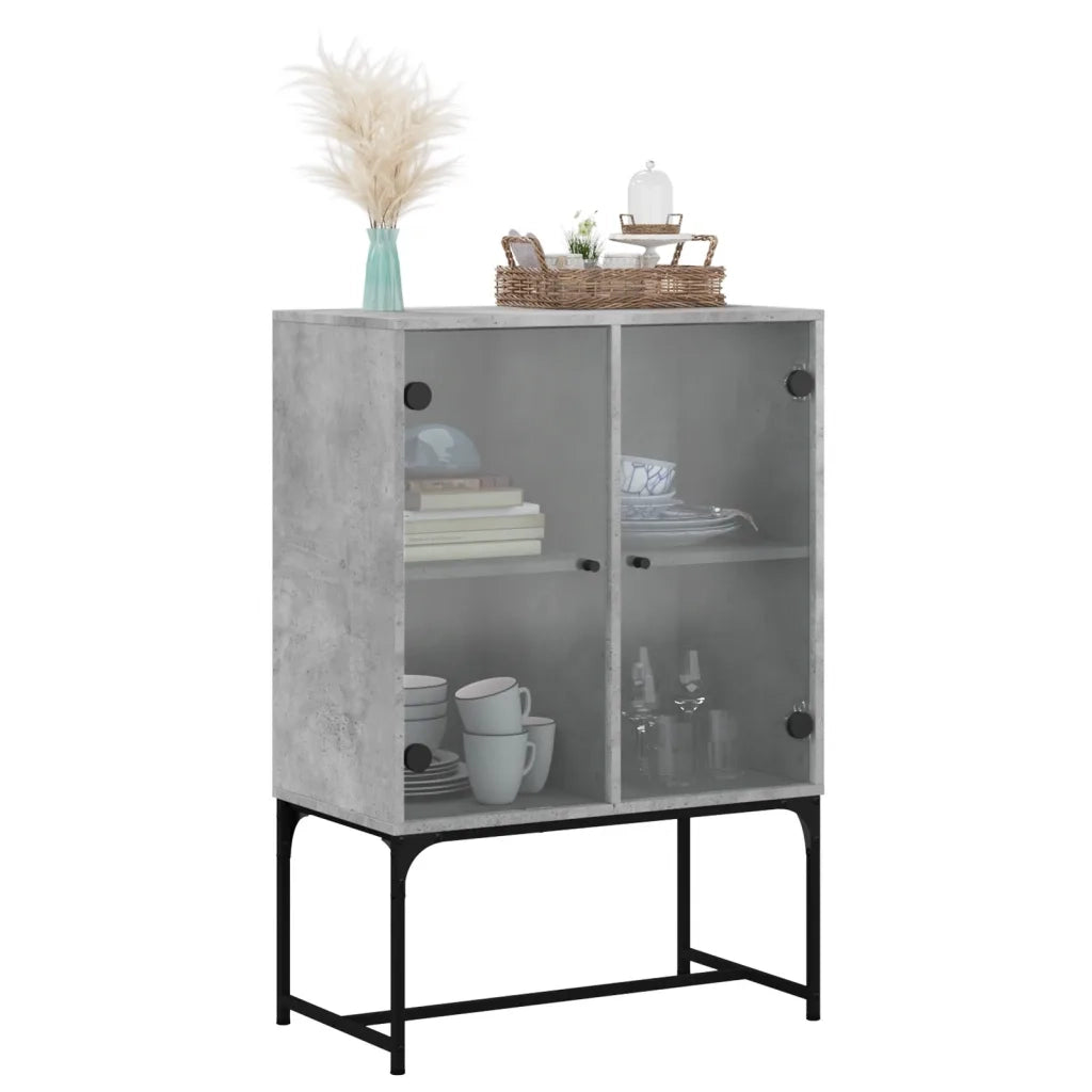 Mobile con Ante in Vetro Grigio Cemento 69x37x100 cm 836549
