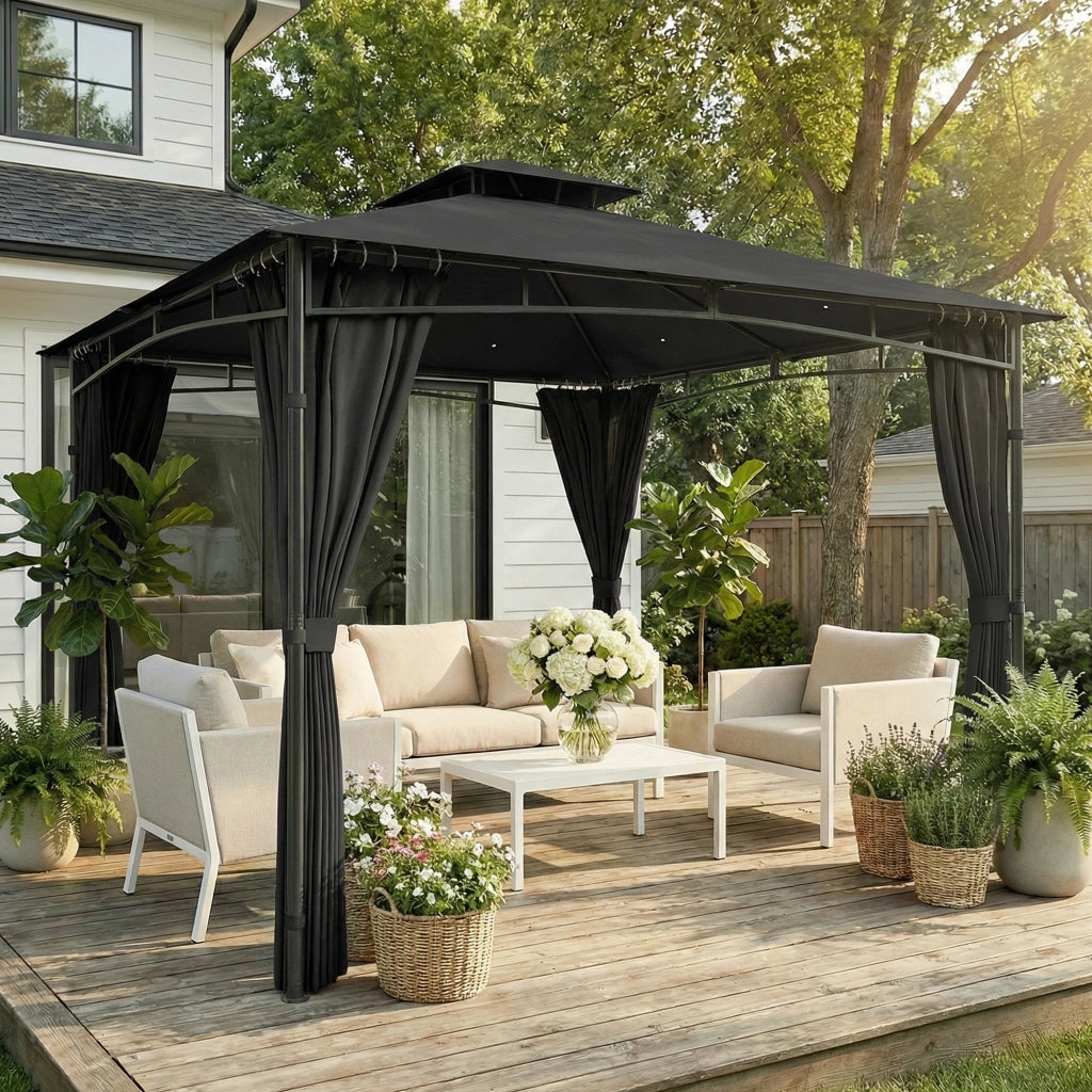 Gazebo da giardino ¨C zephmum ¨C 3x3m grigio antracite
