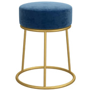 Sgabello Rotondo Blu in Velluto CFW2347158
