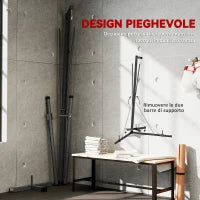 Supporto Sacco da Boxe Regolabile in Altezza e Autoportante con Base Triangolare, 170x90x182-225 cm, Nero