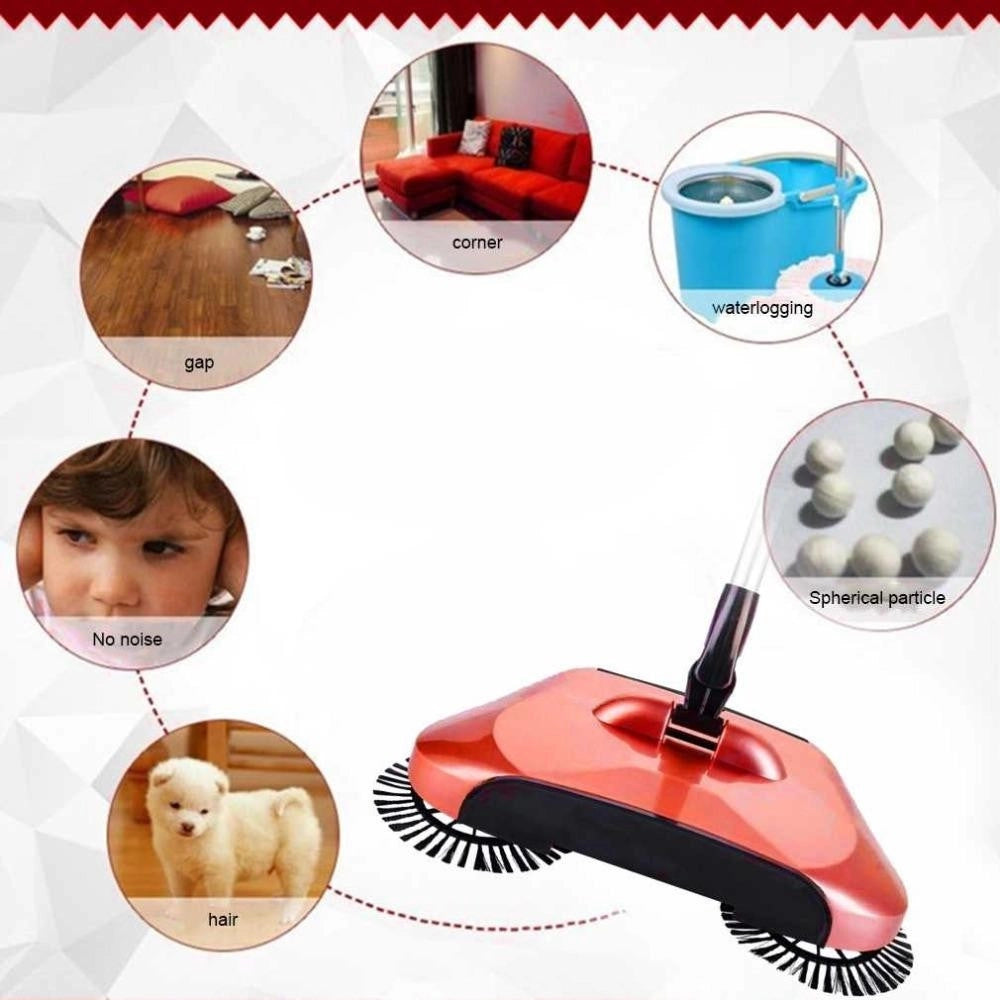 Trade Shop - Scopa Rotante 360° Con Setole Rotanti Microfibra Aspirapolvere Sweep Drag Spazza -