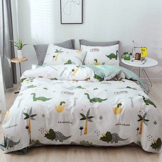 Set di coperte per bambini, 100 x 135 cm, 2 pezzi, disegno dino, bianco, per bambine e bambini, cartoon, coperte, 100% cotone soffice, design a doppia faccia, kit coperte per lettino