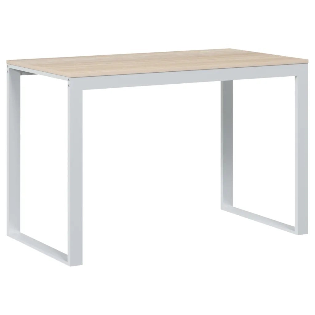 Scrivania Computer Bianca e Rovere 110x60x73 Legno Multistrato