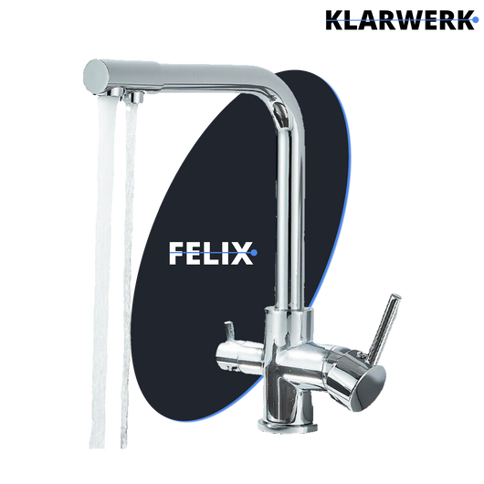 Felice | Raccordo acqua potabile premium a 3 vie cromato lucido Rubinetto miscelatore cucina ad osmosi in acciaio inossidabile | Filtra 3 connessioni