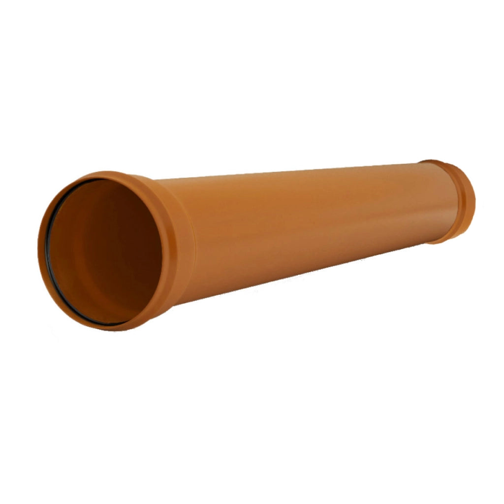 TUBO 2 BICCHIERI AD INNESTO IN PVC CON GUARNIZIONE RAL 8023 - ø100 MT 2  RAL 8023