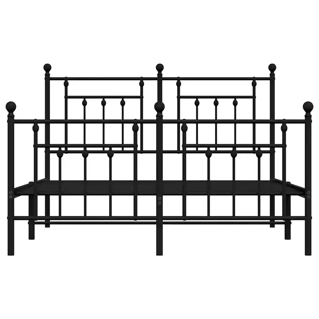 Giroletto con Testiera e Pediera Metallo Nero 140x200 cm 353556