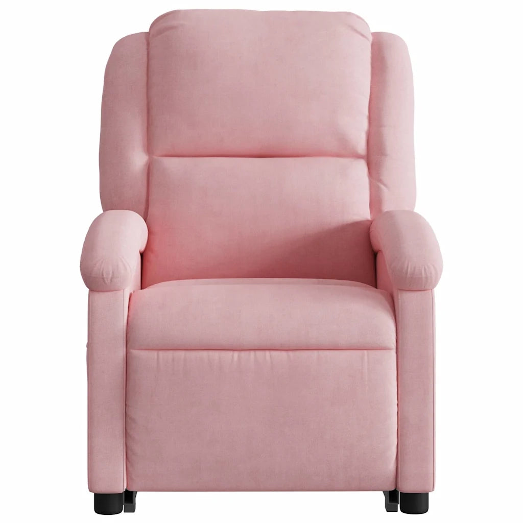 Poltrona Alzapersona Reclinabile Elettrica Rosa in Velluto 3204326