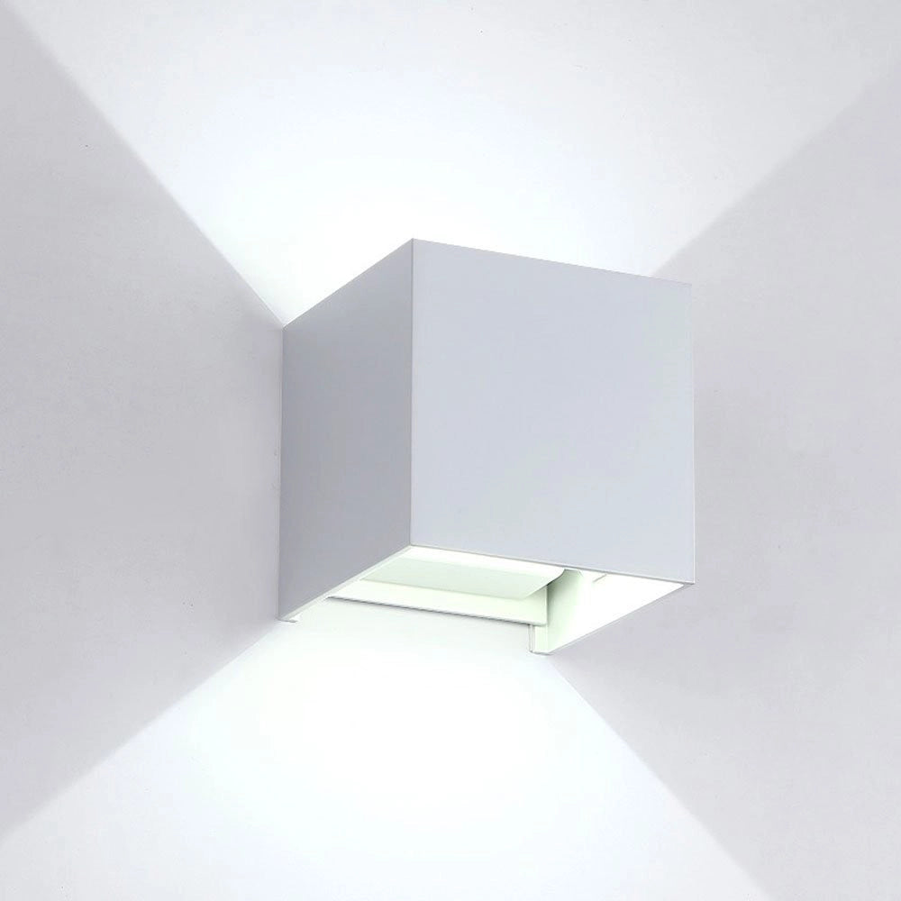 Trade Shop - Applique Led Cubo Bianco Lampada Da Parete 5w 750lmn Luce Regolabile Updown Ip65 -