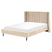 Letto matrimoniale con doghe 140 x 200 cm velluto di colore beige stile glam moderno