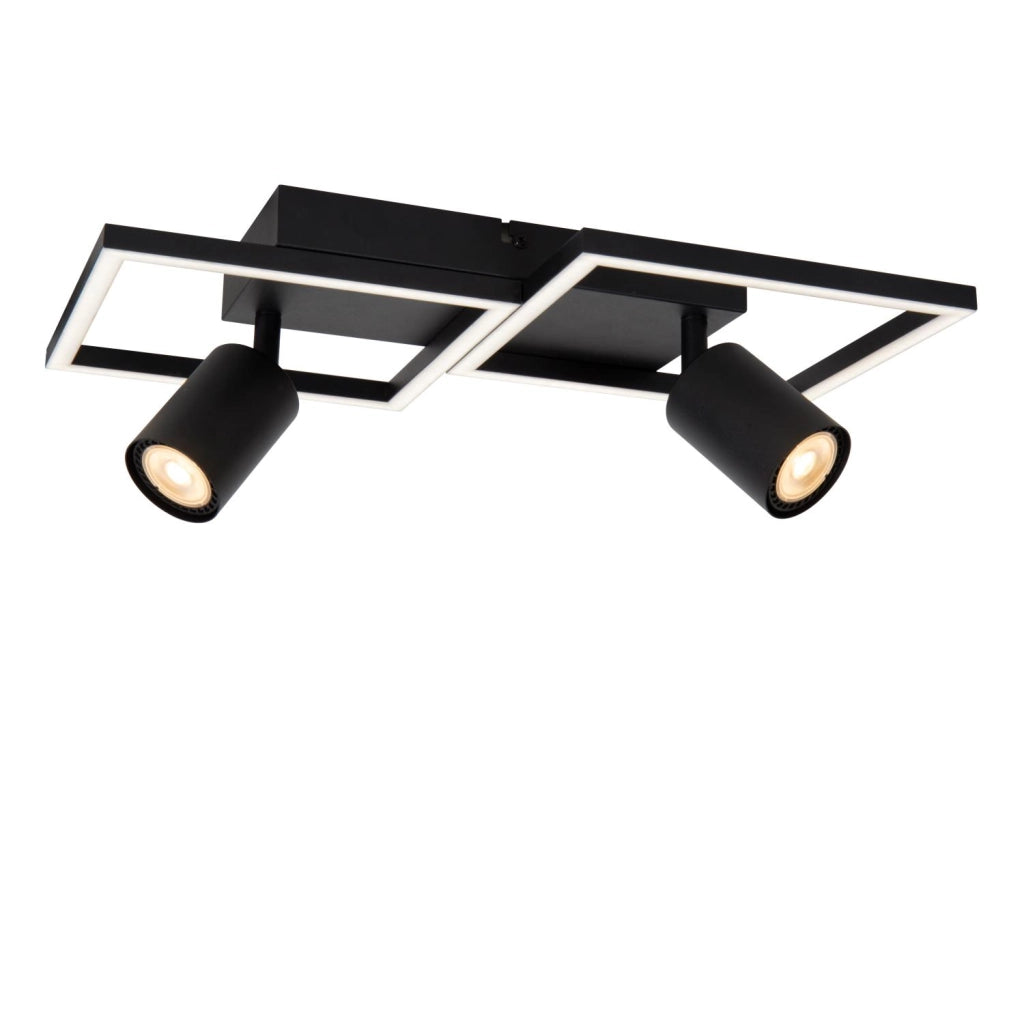 Plafoniera nera geometrica 2xGU10 + LED Lucide ARIANNE