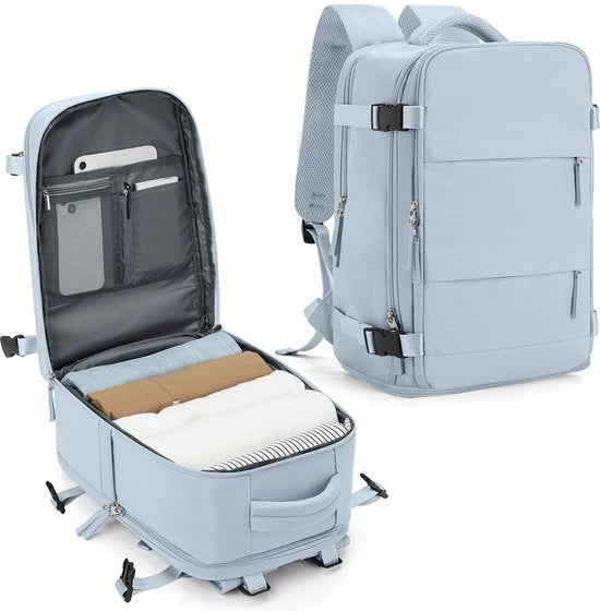 Borsa da Viaggio Grande per Donne, Valigetta a Mano Ryanair 40x20x25 cm, Borsa da Viaggio Easyjet per Cabina, Borsa da Viaggio Impermeabile per Lavoro, Borsa da Viaggio per Uomo con Compartimento per Scarpe, colore Grigio Blu