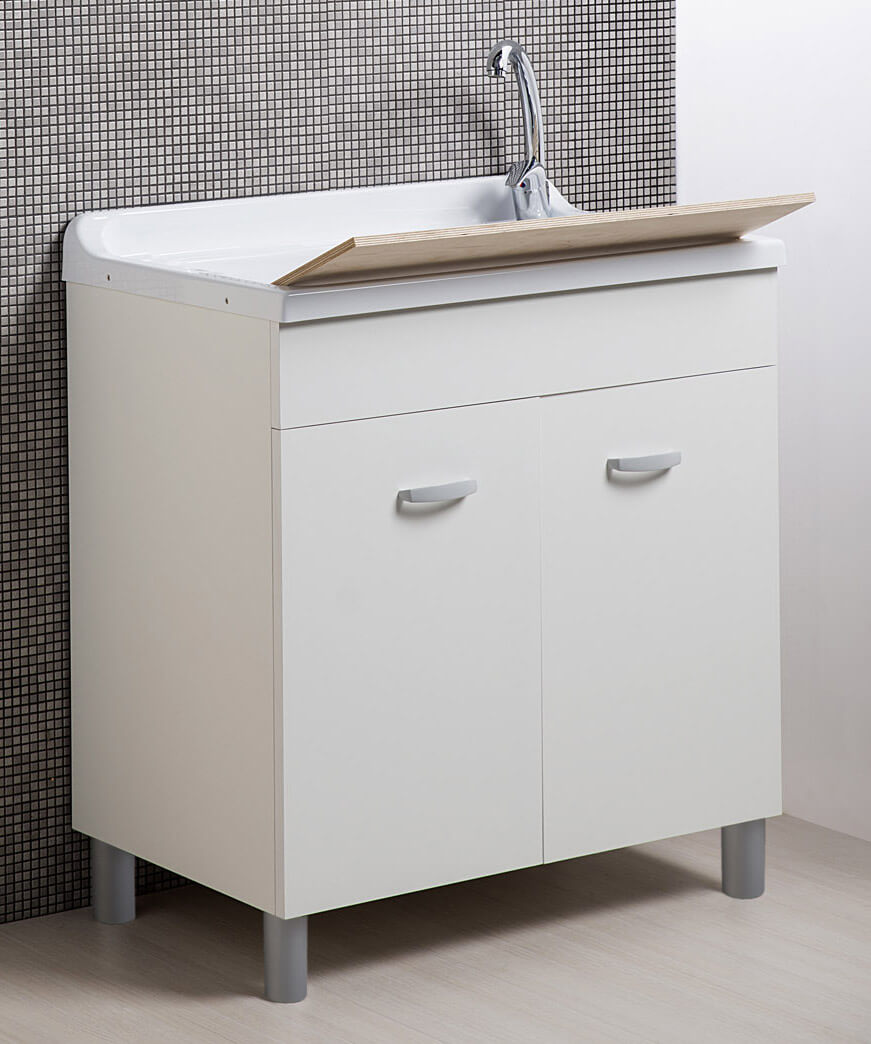 Mobile Lavatoio in ABS 80x50x88 cm 2 Ante Ambrosini Doris Bianco Opaco