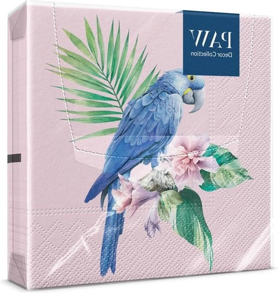 Servetten di carta 3 strati (33 x 33 cm) - Feste di compleanno, matrimoni, festeggiamenti - 20 pezzi - Decorazione da tavola servetten di carta colorati - servetten di carta pappagallo esotico
