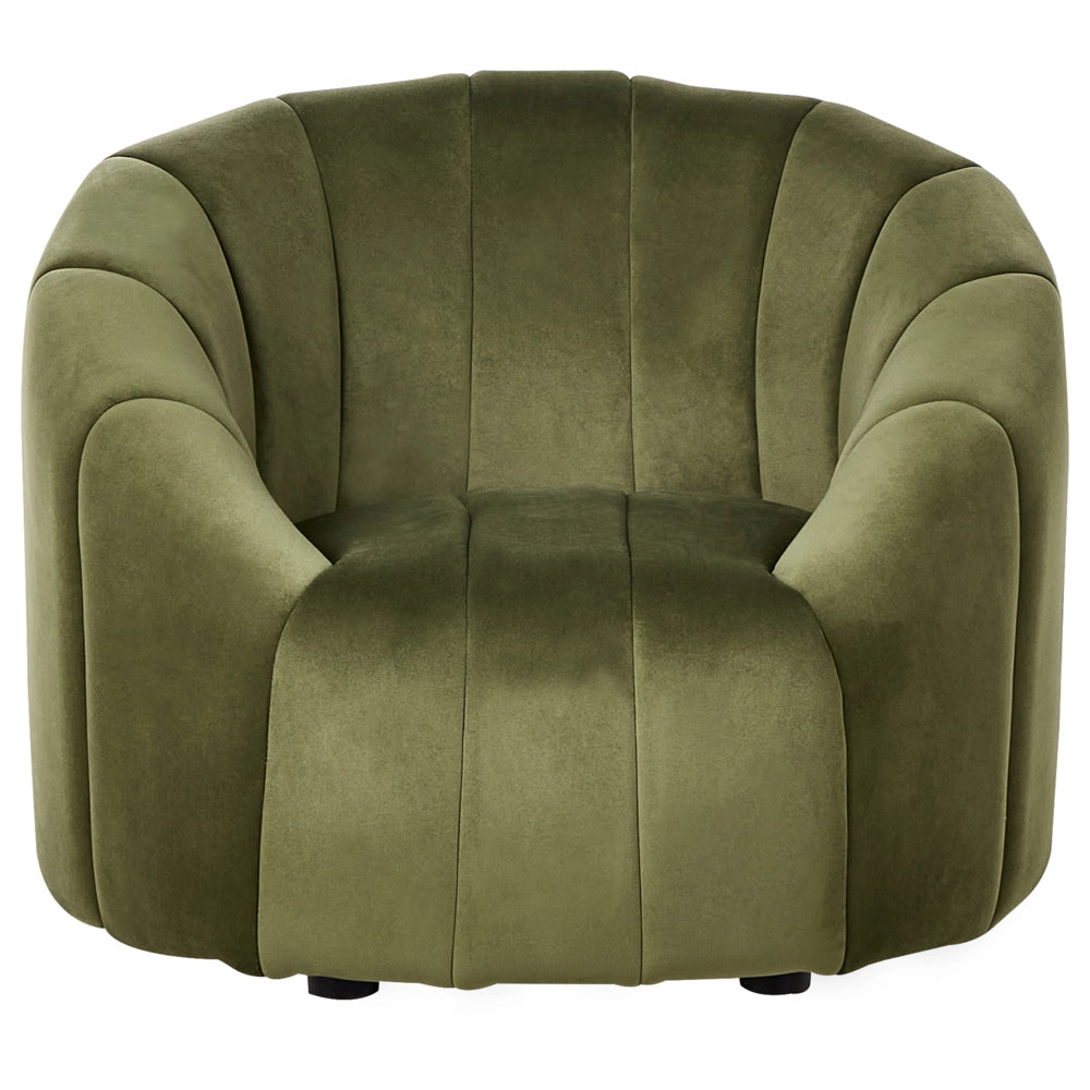 Poltrona in velluto verde scuro in tessuto morbido Design contemporaneo e retrò Seduta imbottita e schienale basso